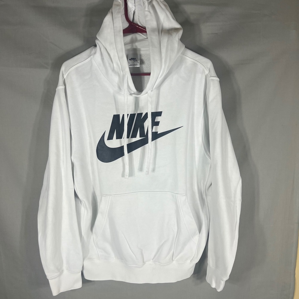 Nike Sportswear Club Fleece Pullover Hoodie White Mens Small